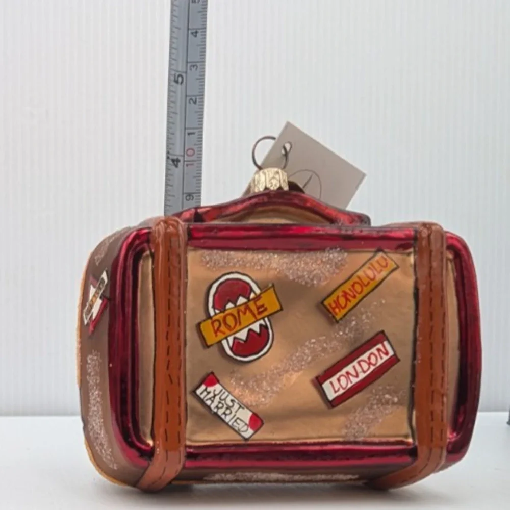 Christopher Radko Bon Voyage Suitcase Christmas Ornament with Tag & Box